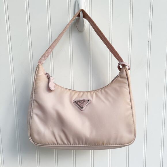 Prada Re-Edition 2000 Pink Nylon Shoulder Mini Bag Logo Plaque Zipper Purse - Picture 2 of 11